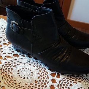 Black leather ankle boots